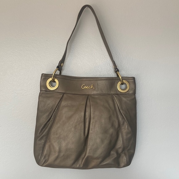 Coach Handbags - Coach Ashley Hippie Leather Bag, Bronze Leather Gold Hardware F17605 Good Shape